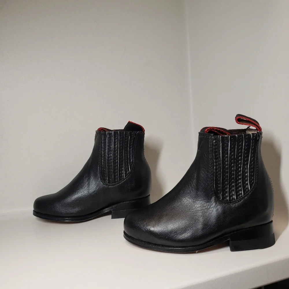 Boys Size 4.5 Boots Charro Boot Black 100% Leather Mariachi Western Diegos Boots